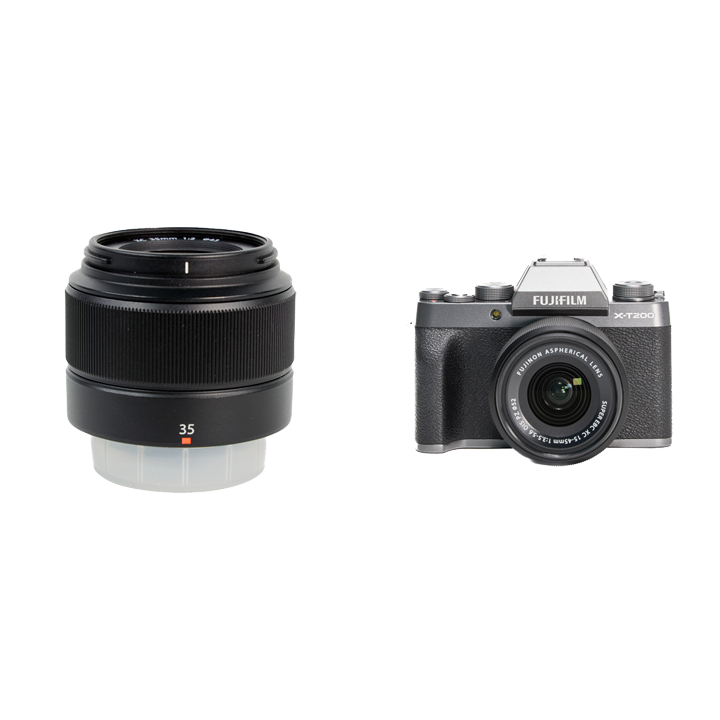 FUJIFILM 最新ミラーレス自撮り動画撮影セット X-T200 [ダークシルバー] + XC35mm F2