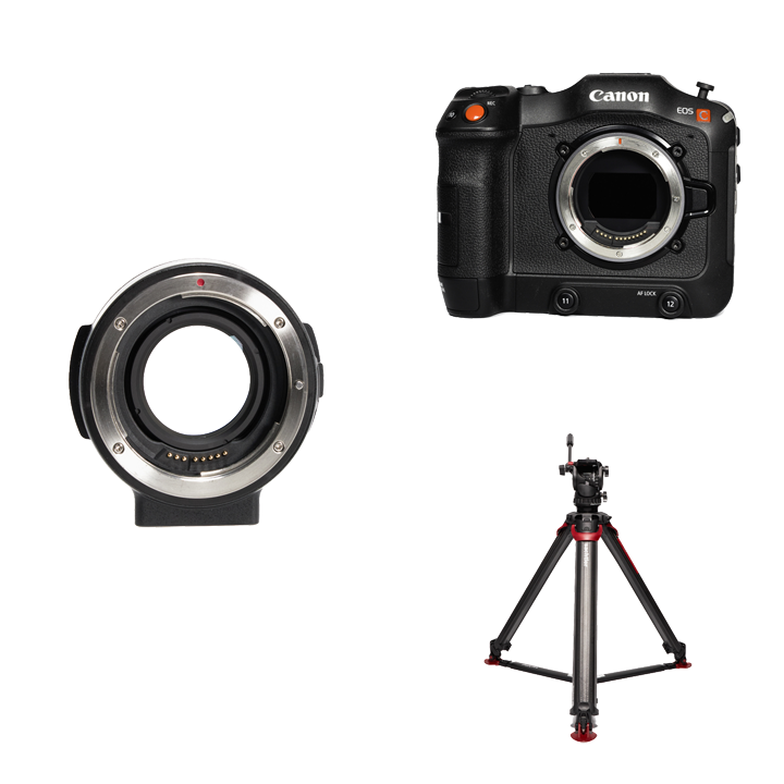 レンタル - Canon シネマカメラ & 映像向け本格三脚セット(レンズ別 