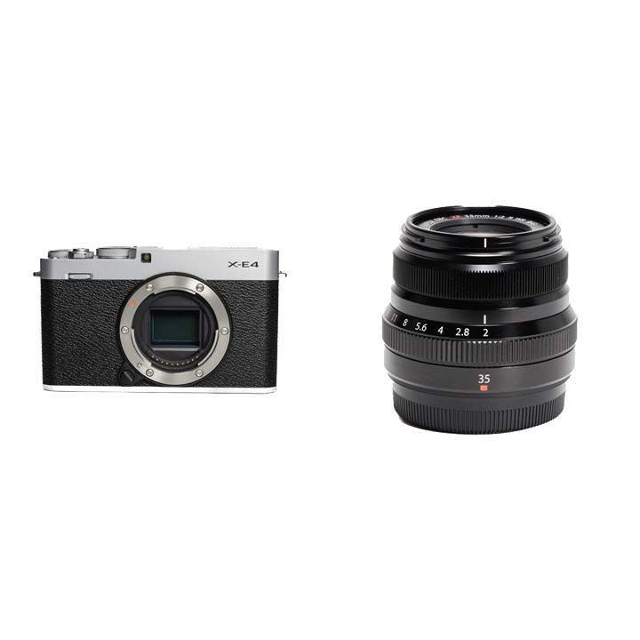 FUJIFILM 軽量スナップ撮影セット X-E4 ボディ [シルバー] + フジノンレンズ XF35mmF2 R WR [ブラック]