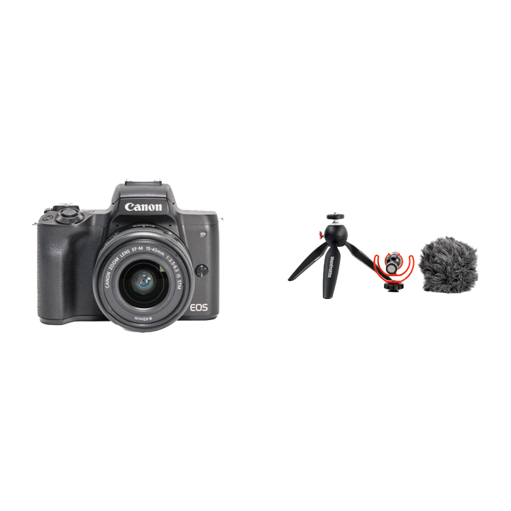最新デザインの Canon Canon EOS kiss M 三脚 交換純正バッテリー SDカード付き #433 カメラ