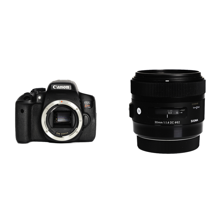 レンタル - Canon お手軽一眼レフ u0026 ボケる標準単焦点セット EOS Kiss X8i + 30mm F1.4 DC HSM [キヤノン用]  | カメラと交換レンズのレンタルならGOOPASS（グーパス）【公式】