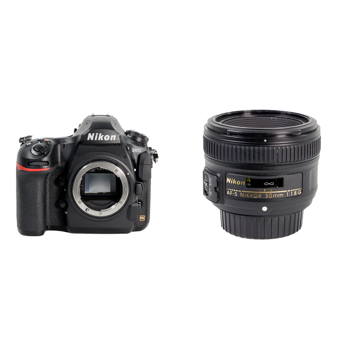 レンタル - Nikon 高画素一眼レフ & ボケる標準単焦点セット D850 + AF