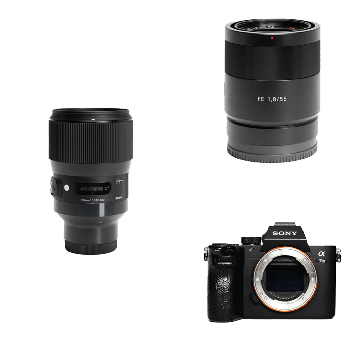レンタル SONY 大人気フルサイズミラーレス  F1.8単焦点レンズ2本セット α7 III 55mm 135mm カメラと交換 レンズのレンタルならGOOPASS（グーパス）【公式】