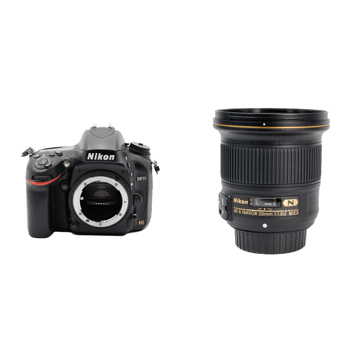 レンタル - Nikon フルサイズ＆広角単焦点レンズセット D610 + 20mm f