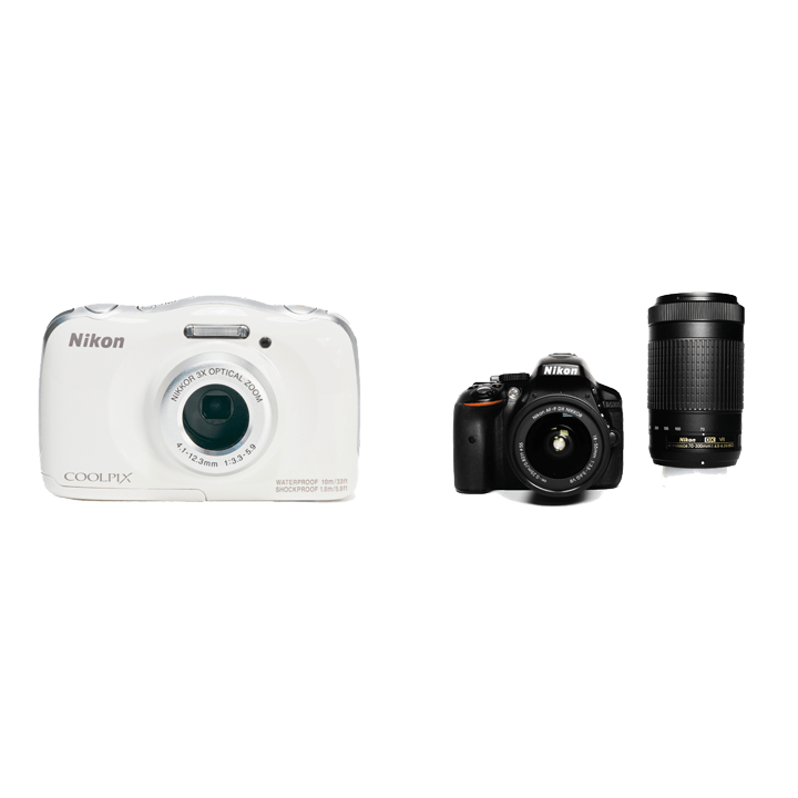 レンタル - 【親子カメラセット】D5300 AF-P ダブルズームキット + COOLPIX W150[ホワイト] |  カメラと交換レンズのレンタルならGOOPASS（グーパス）【公式】