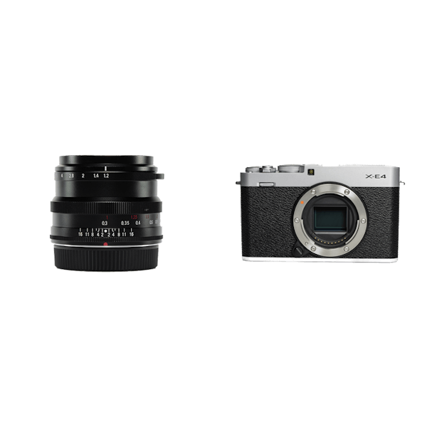FUJIFILM オールドレンズ風な写りを楽しめるマニュアル単焦点レンズセット X-E4 [シルバー] + フォクトレンダー NOKTON 35mm  F1.2
