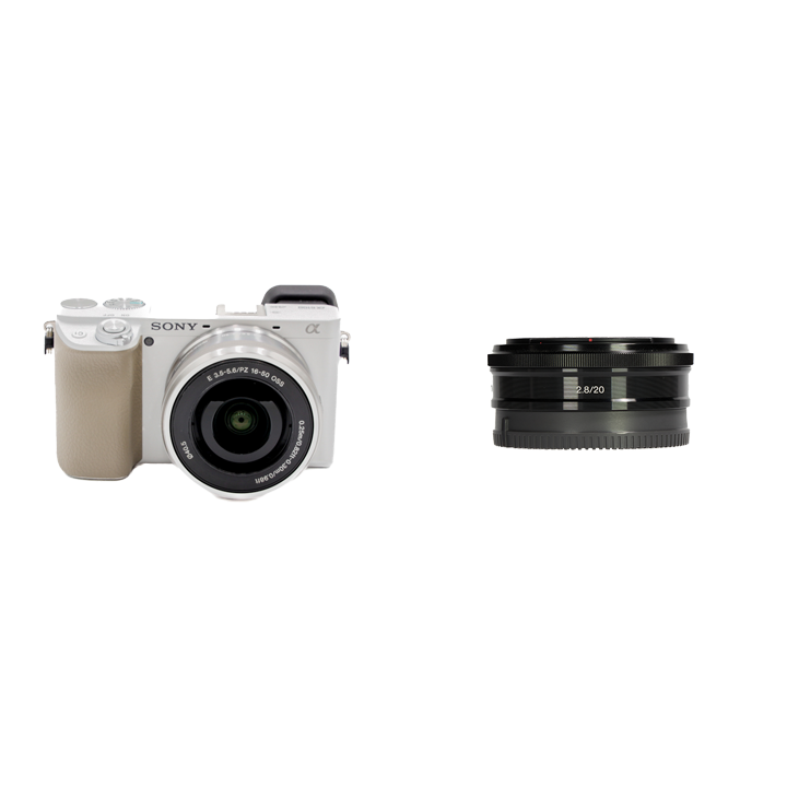 レンタル - SONY 超軽量ミラーレス&ズームと単焦点レンズ2本セット α6100 [ホワイト] + PZ 16-50mm F3.5-5.6 OSS  + E 20mm F2.8 | カメラと交換レンズのレンタルならGOOPASS（グーパス）【公式】