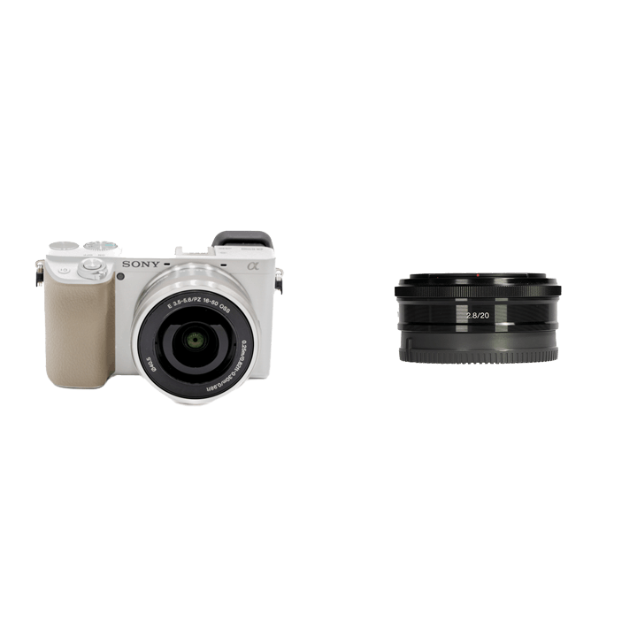 レンタル - SONY 超軽量ミラーレス&ズームと単焦点レンズ2本セット α6100 [ホワイト] + PZ 16-50mm F3.5-5.6 OSS  + E 20mm F2.8 | カメラと交換レンズのレンタルならGOOPASS（グーパス）【公式】