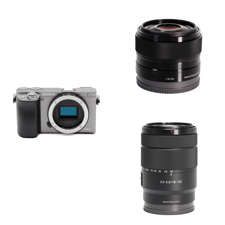 レンタル - SONY 軽量ミラーレス＆レンズ2本セット α6000 [シルバー] + E 35mm F1.8 + E 18-135mm  F3.5-5.6 | カメラと交換レンズのレンタルならGOOPASS（グーパス）【公式】