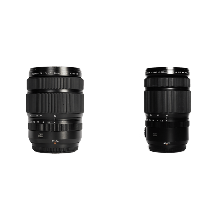 FUJIFILM Gマウントズームレンズ2本セット(広角 + 標準)　GF32-64mmF4 R LM WR + GF45-100mmF4 R LM  OIS WR