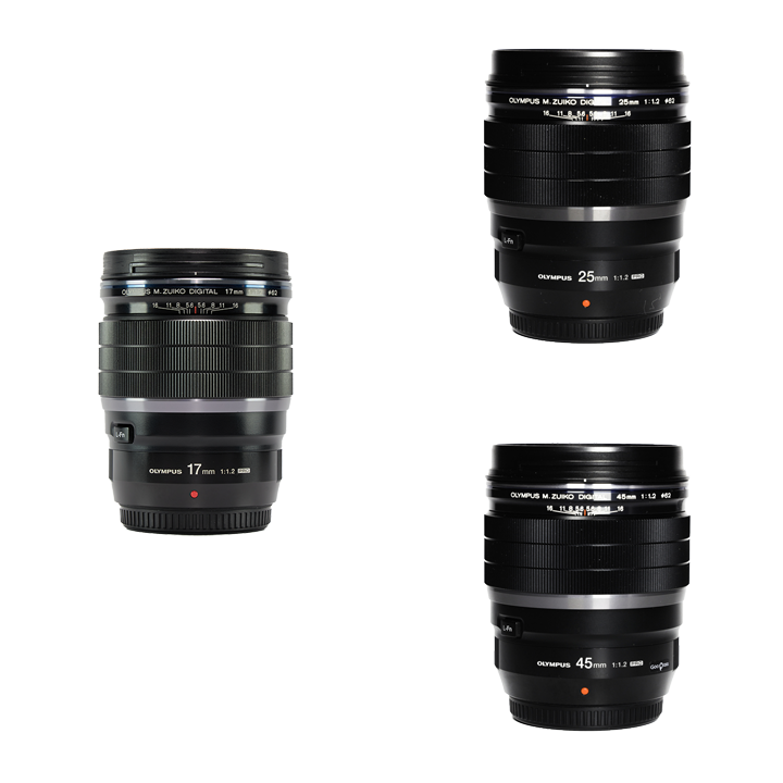 OM SYSTEM 超大口径F1.2 PROレンズ3本セット 17mm F1.2 PRO + 25mm F1.2 PRO + 45mm F1.2 PRO