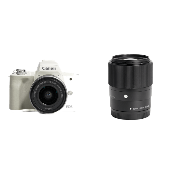 レンタル - Canon 小型軽量カメラ＆明るい単焦点セット[ホワイト] EOS