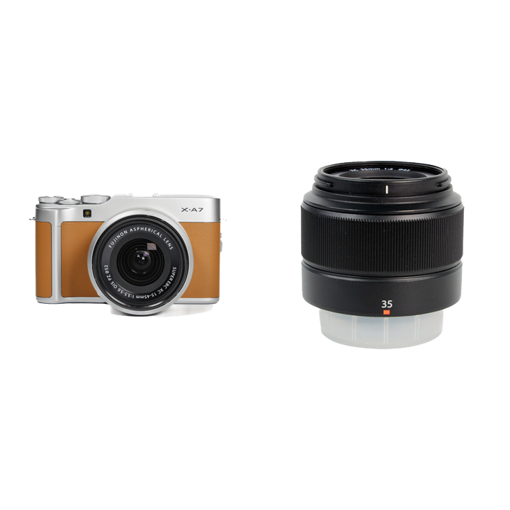 レンタル - FUJIFILM お手軽ミラーレス & ボケる標準単焦点セット X-A7 [キャメル] + XC35mmF2 |  カメラと交換レンズのレンタルならGOOPASS（グーパス）【公式】