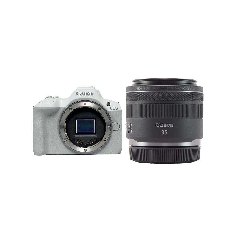 レンタル - Canon ボケる単焦点デビューセット EOS R50 ボディ [ホワイト] + RF35mm F1.8 マクロ IS STM |  カメラと交換レンズのレンタルならGOOPASS（グーパス）【公式】